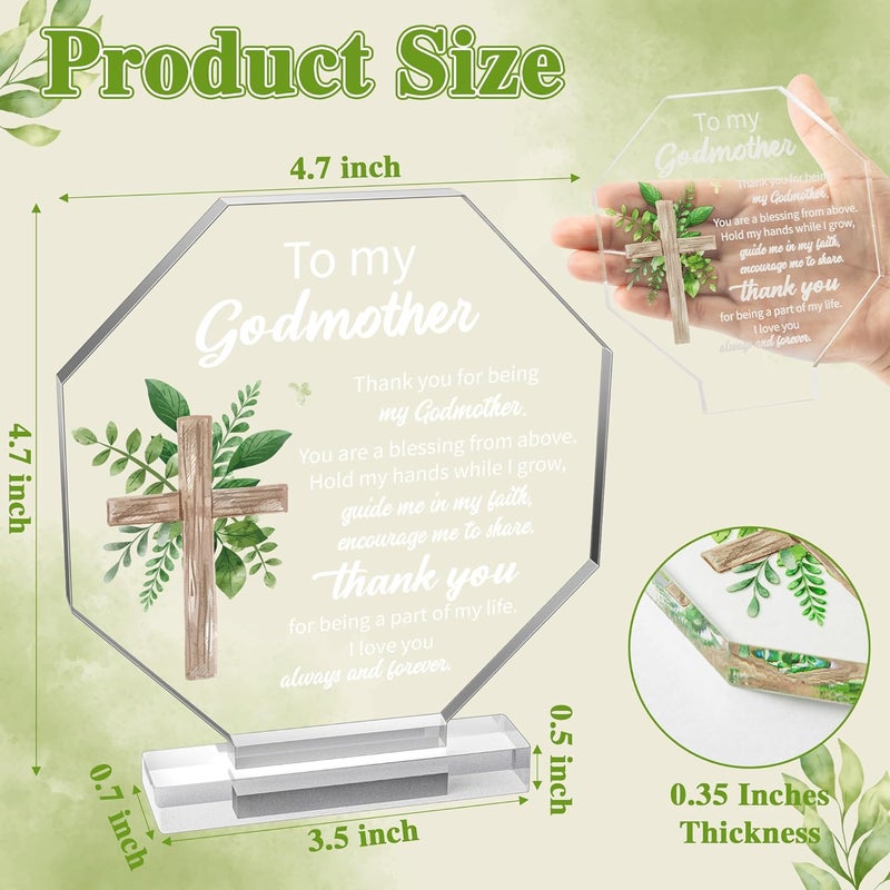 Yopyame Acrylic Gift for Godmother - Godmother Gifts from Godchild for Women Thank You for Being My Godmothers Acrylic Plaque Office Table Decor Birthday Christmas Keepsake Paperweight for Godmothers - Image 2
